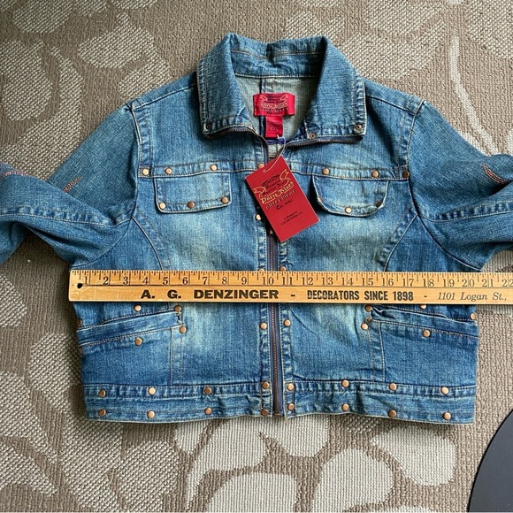 PARIS BLUES Denim Stone Wash Cropped Jacket Riveted Zippered Size 1X NWT - Picture 7 of 15